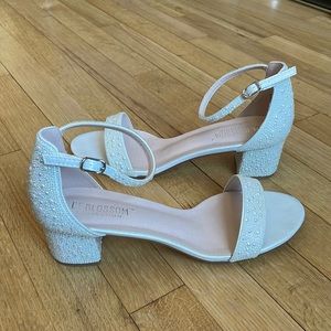 Pearl White Low Block Heel Sandals
